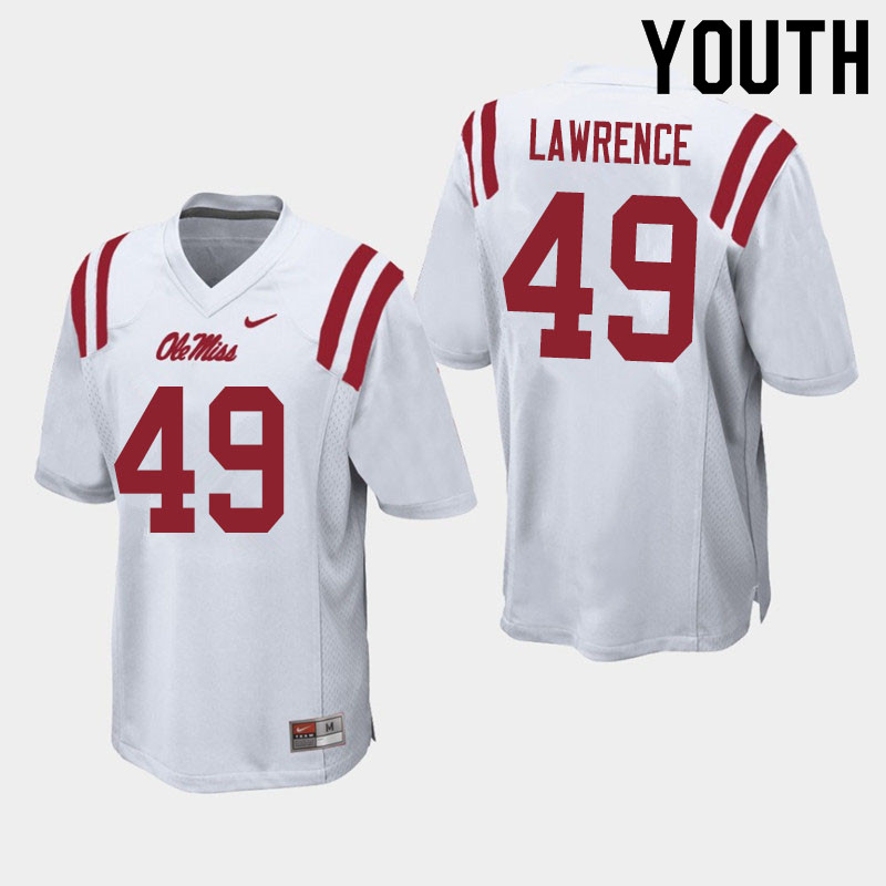 Jared Lawrence Ole Miss Rebels NCAA Youth White #49 Stitched Limited College Football Jersey GFL2358DH